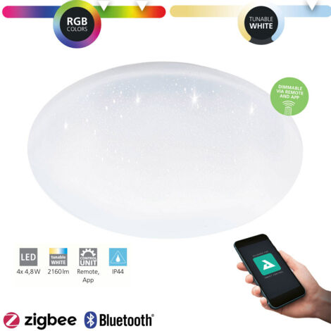 Plafonnier totari-z plastique m.cristal effet blanc LED 4x4.8W 2700-6500K H: 7cm Ø38 cm dimmable