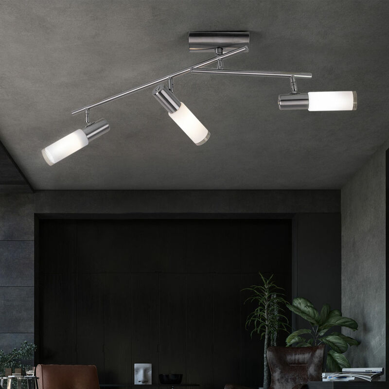 Plafonnier, plafonnier, spot, lampe de salon, spot mobile, 3 flammes, acier, nickel mat, verre blanc, 3x E14, l 51,5 cm Eglo 27231