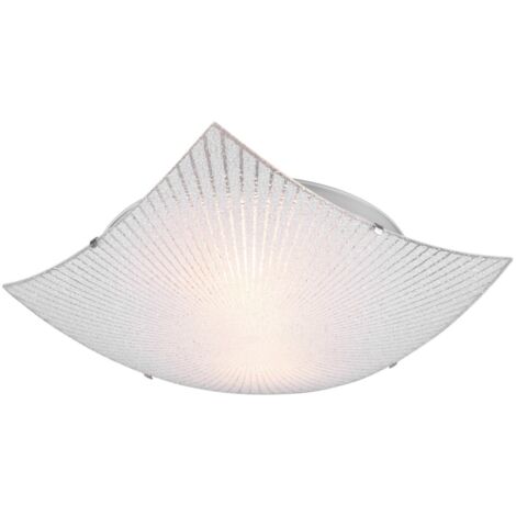 Plafonnier Trio ELISA carré 40 cm verre E27 blanc