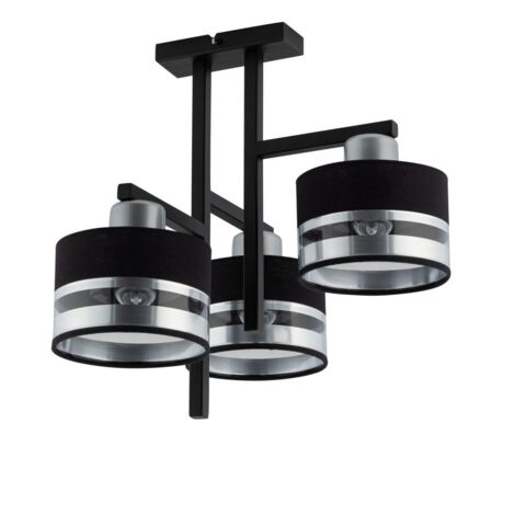 Plafonnier triple design noir-argent Pro 3xE27 15W Sigma