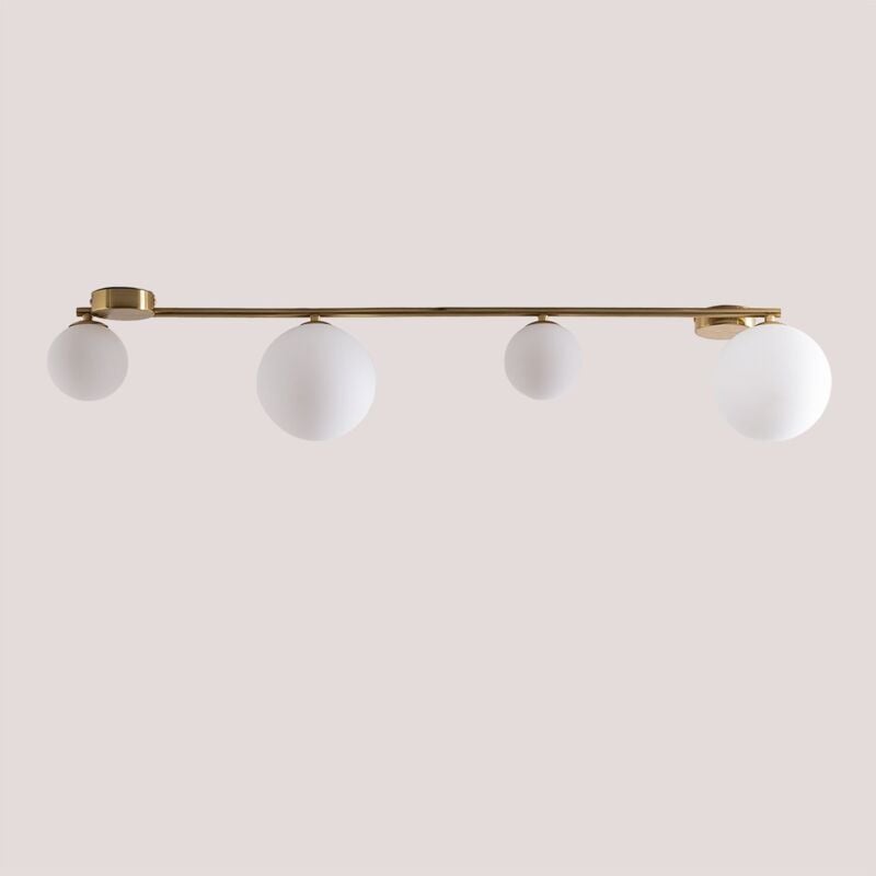 Sklum - Plafonnier en fer avec 4 boules en verre Uvol Doré