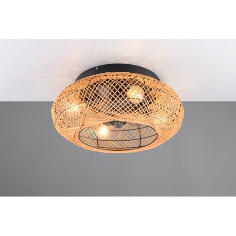 Plafonnier ventilateur 3 vitesses vannerie - Trio - Lillesand