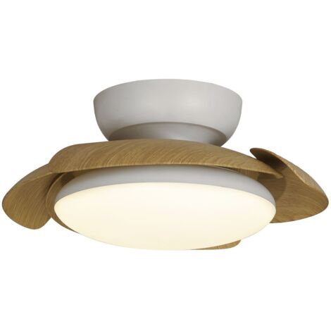 Plafonnier ventilateur Aloha 45W – 4 vitesses réglables – Lumière variable 2700K à 5000K – Bois et plastique – Pour salons et chambres – Akunadecor