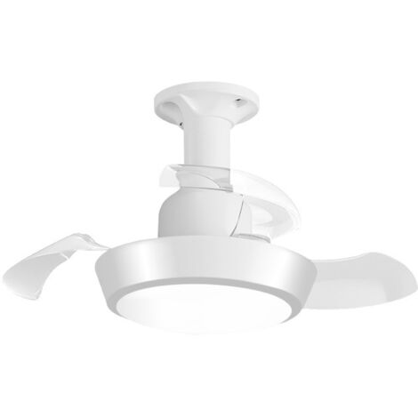 Plafonnier-ventilateur LED 3 couleurs avec pales en plastique et télécommande — Mini-lustre domestique pliable à 3 vitesses (33 W)