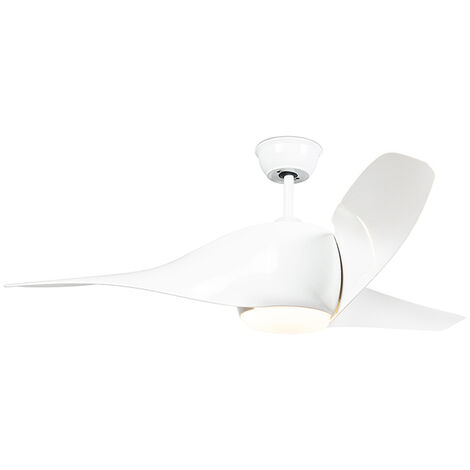  Plafonnier  Ventilateur  Sirocco 50 LED blanc Qazqa Moderne  