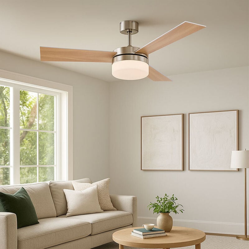 Globo - Ventilateur de plafond Ventilateur Télécommande Éclairage Plafonnier Télécommande Métal Verre mdf Pré-retour Pales réversibles Alana 0333