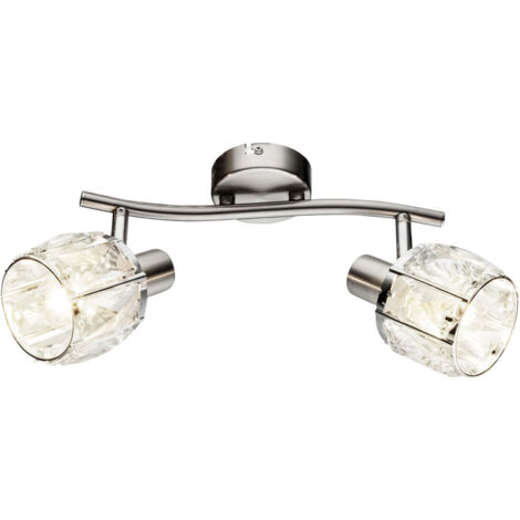 Plafonnier verre cristal lumineux salon spots chromés orientable en set comprenant ampoules LED