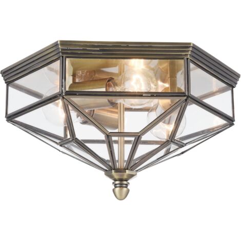 Plafonnier verre transparent bronze Zeil Maytoni 3xE27 60W