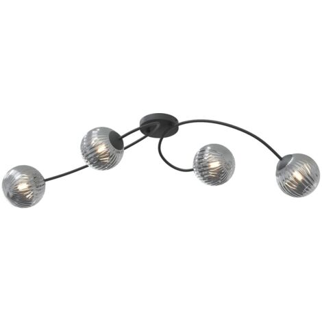 Plafonnier Vibra boules striées noir graph. 4xE14 Emibig