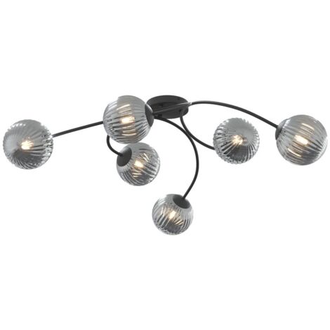 Plafonnier Vibra noir graphite 6 globes E14 Emibig