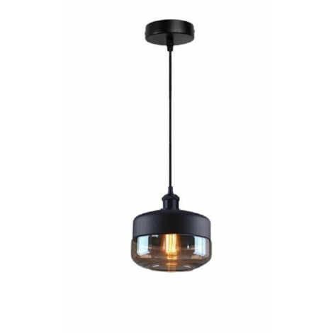 Plafonnier Vintage E27 Verre Noir Effet Ambre Lp13
