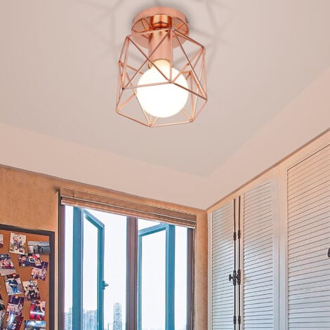 STOEX Plafonnier Vintage En Fer Et Abat-Jour En Métal Lampe De Plafond Industrielle Lustre Rétro Pour Couloir, Chambre À Coucher, Cuisine, Salon, Noir