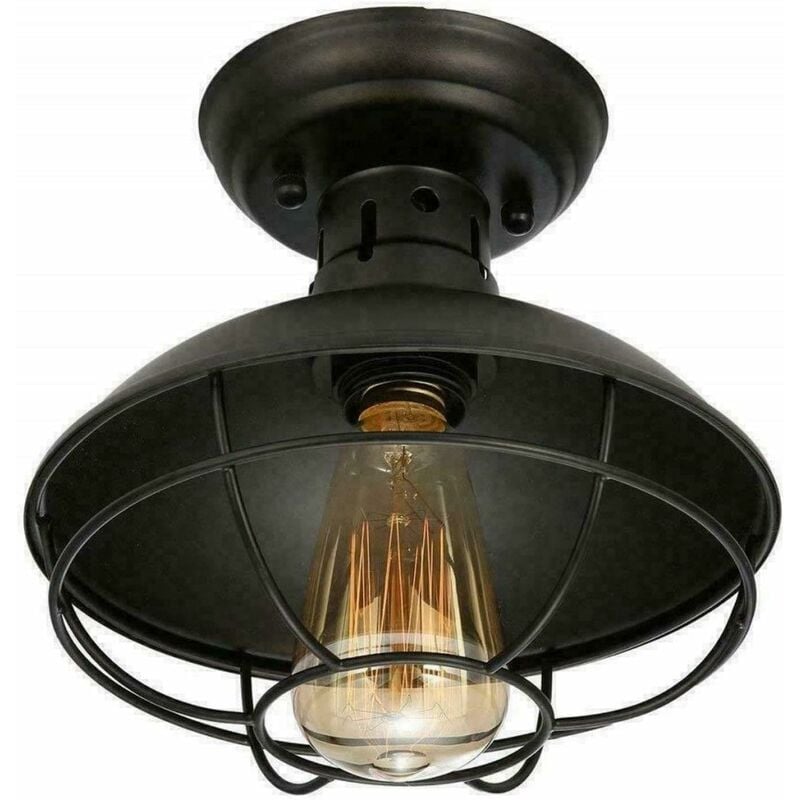 Gojoy - Plafonnier Vintage Lampe Semi-encastré Suspendue Industrielle Lustre Eclairage Abat-jour en Métal avec Grilles E27 Lampe Décor Rétro