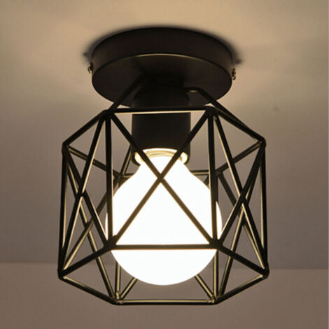 Plafonnier Vintage Lustre Rétro Abat-Jour En Métal Lampe De Plafond Industrielle Pour Café, Couloir, Chambre À Coucher, Cuisine, Salon, Noir