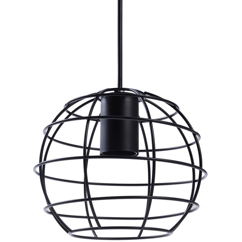 Feiyue - Plafonnier Vintage Suspension Lanterne Fer Tête Unique Suspension Plafonnier Lustre Lampe Suspension (Noir)