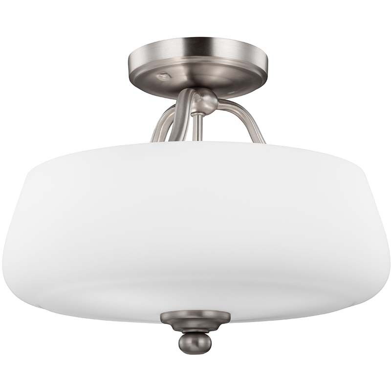 Elstead - Deckenleuchte Wohnzimmerlampe Stahl Glas-schirm D 36, 9 Cm 3 Flammig Nickel