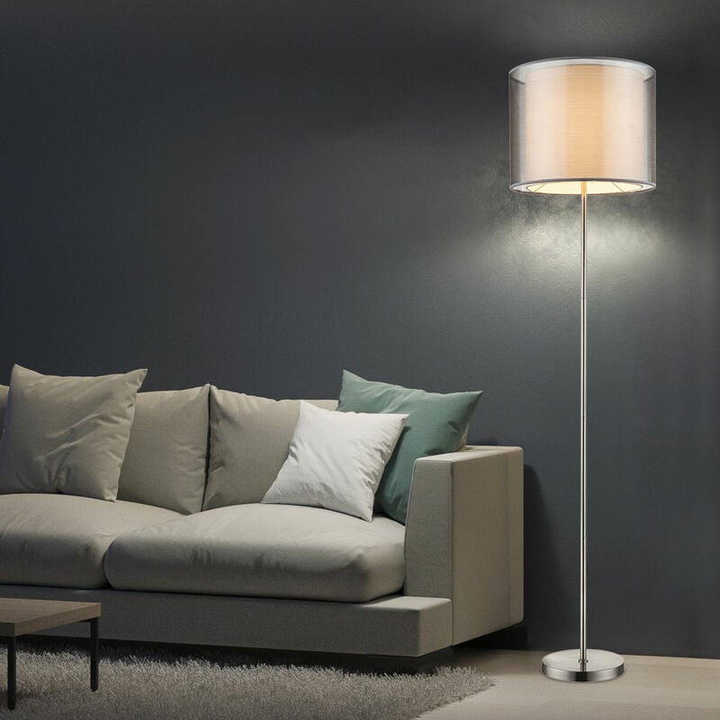 Plafonnier washlight lampadaire lampadaire lampadaire lampe de salon liseuse, textile gris nickel mat, 1x E27, DxH 40x160cm