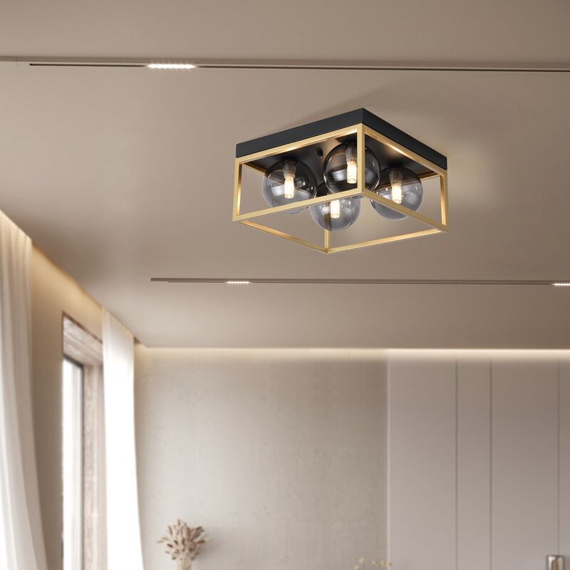 Lux.pro - Plafonnier Widnes avec 4 douille G9 métal verre 15 x 28 x 28 cm noir or Lux.pro - Plafonnier Widnes avec 4 douille G9 métal verre 15 x 28 x 28 cm noir or