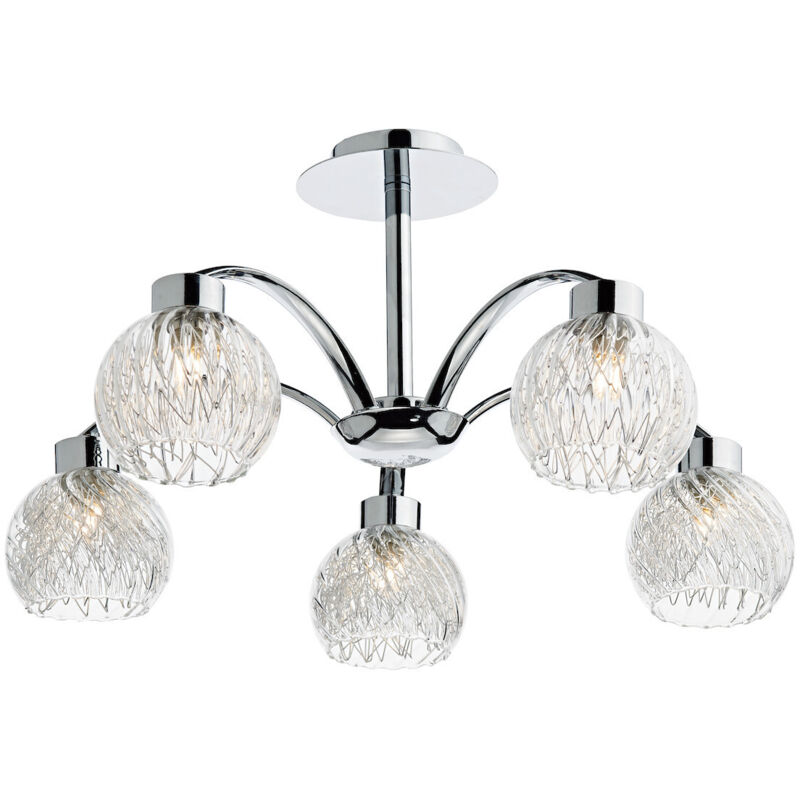 DAR YASMIN - Plafonnier Semi Plafonnier Chrome Poli, 5x G9 DAR YASMIN - Plafonnier Semi Plafonnier Chrome Poli, 5x G9