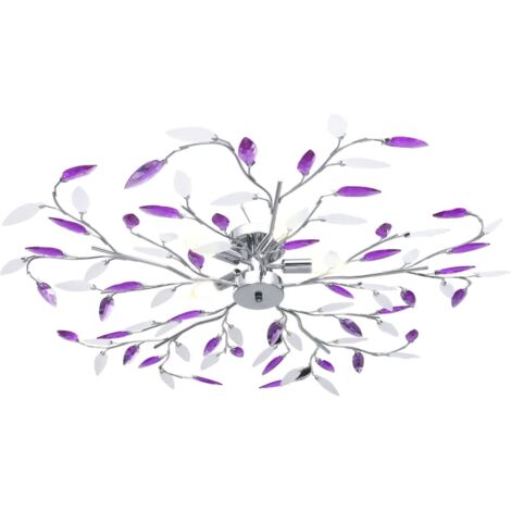 Plafonnier，Lampe à bras feuille en cristal acrylique 5 ampoules E14 CFW55179
