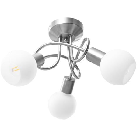 Plafonnier，Lampe avec abat-jour en verre 3 ampoules E14 Blanc Bol CFW44928