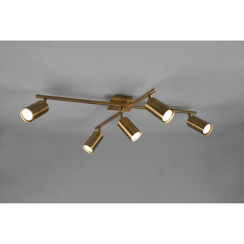 Plafonnier 5 Spots Orientables Trio Lighting Marley Laiton Vieilli