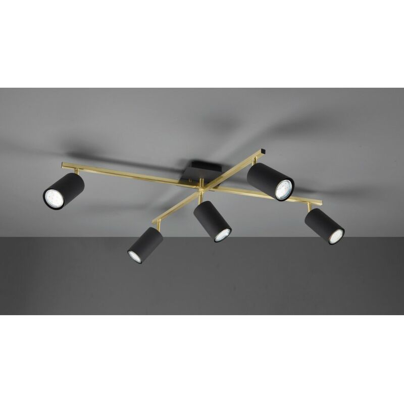 Marley Spotlight Gold Rods 5 Spots Cylindriques Noirs Réglables Trio Lighting