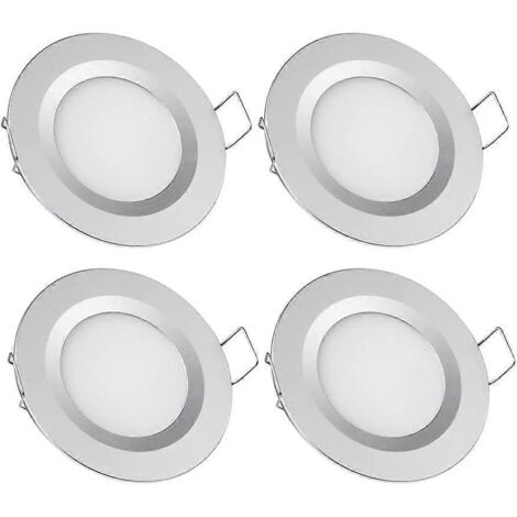 Plafonniers encastrés LED 12 V pour camping-car et bateau, 4 x 3 W, 3200 K, à intensité variable, entièrement en aluminium