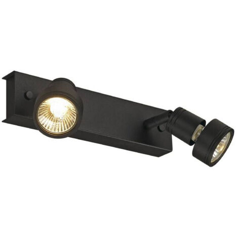 Plafonniers intérieurs PURI plafonnier noir mat double GU10 max. 2x50W anneau déco inclus - SLV 147370