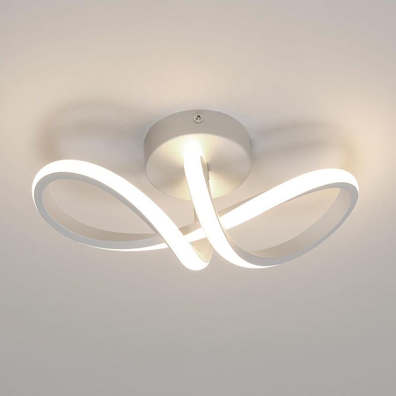 Plafonnier led Moderne, Luminaire Plafonnier Courbé, Éclairage de Plafond pour Salon, Chambre, Cuisine, Salle à Manger - 16W - Blanc - Lumière Neutre