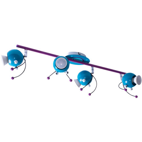 Plafonniers LED pour enfants lampe de salle de jeux turquoise violet spots tête de scarabée réglable Eglo 95944