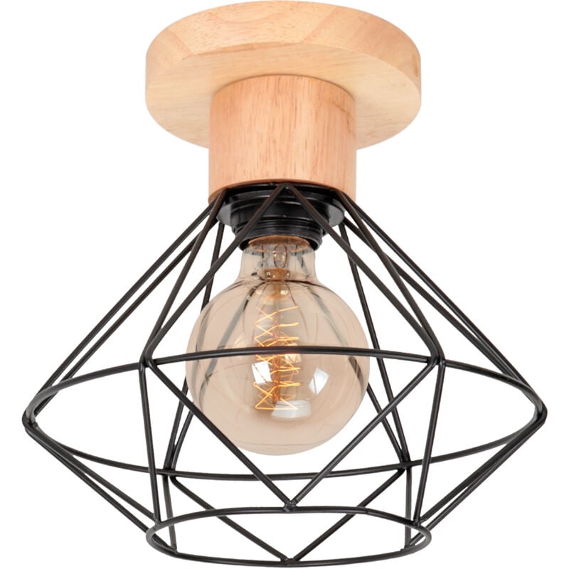 Plafonniers Modernes Cage En Métal Lampe De Plafond D'Intérieur E27 Noir Luminaire Plafonnier Rétro Pour Chambre Couloir Salon