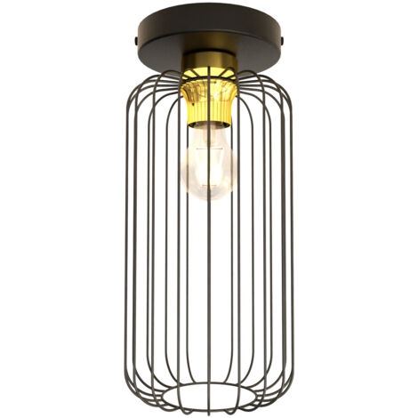 Plafonriera Minimal Industrial Vulcano 1 Luce Nera E Oro