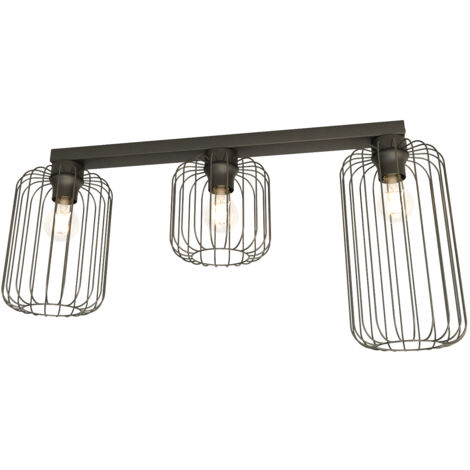 Plafonriera Minimal Industrial Vulcano 3 Luci Lineari Nera