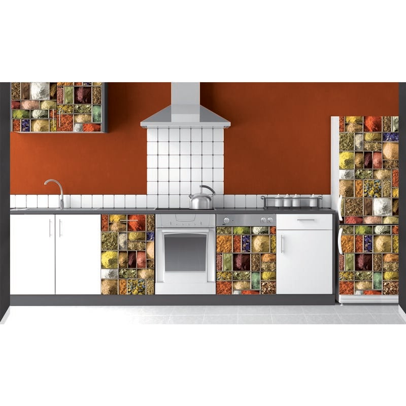 Sticker mural 3D pour réfrigérateur, composition d'épices marocaines, 59,5 cm x 180 cm, déco superbe