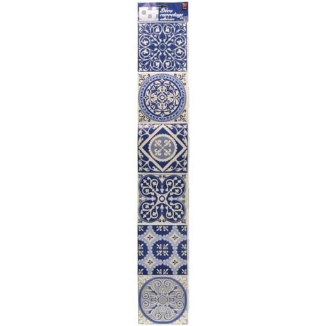 Plage 260533 Smooth – Tiles Adesivo per mattonelle Azulejos, 6 Bogen, Vinile, Blu, 15 x 0,1 x 15 cm