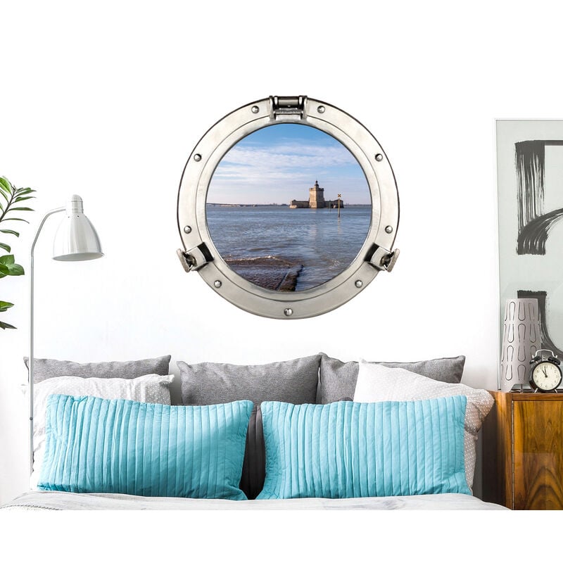 Sticker Fenêtre 3D Pierre 60x75cm - Décoration Intérieure avec Effet Trompe l'Oeil Garanti - Fort et Durable