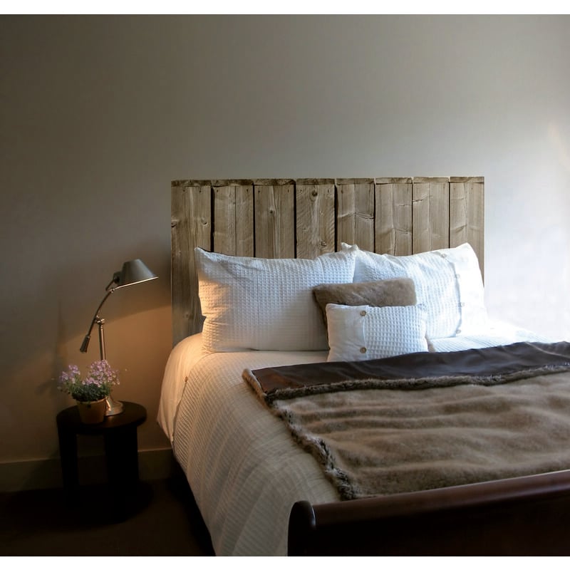 Autocollant mural tête de lit en bois, style cabane, 60 cm x 160 cm