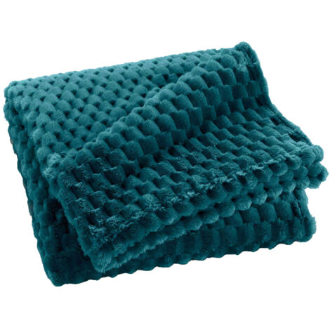 Plaid 125 x 150 cm – Flanelle Relief Unie Mini Frosty Bleu