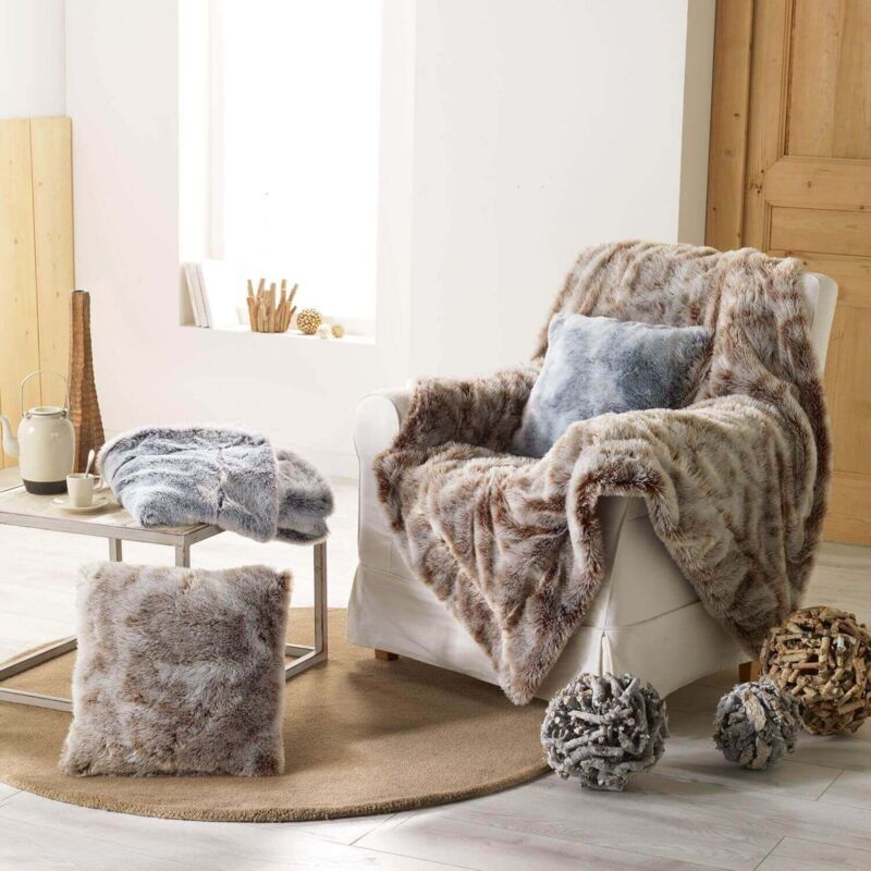 Plaid imitation fourrure Antartic Marron 125x150