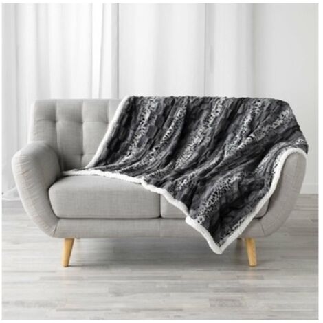 Plaid 125 x 150 cm imitation fourrure/sherpa grizzly Gris