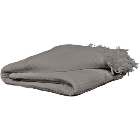Plaid 130 x 160 cm en quadruple gaze de coton gris - PEPA 1