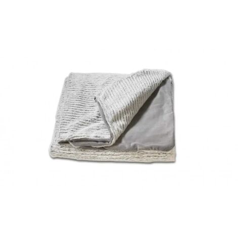 Plaid 130 x 170 cm gris clair en polaire douce effet tricot - LENO