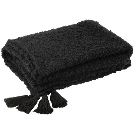 Plaid 130x180 cm en tissu coton noir