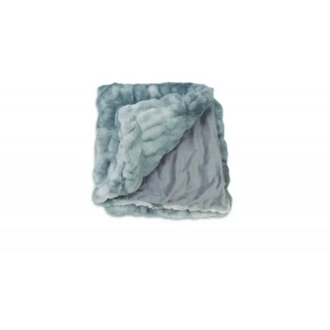 Plaid 165 x 120 cm bleu en fausse fourrure ultra douce - CALINOU
