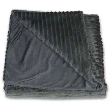 Plaid 165 x 125 cm gris foncé en velours côtelé doux - BOREAL
