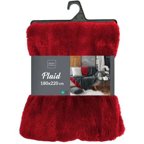 Plaid 180 x 220 cm imitation fourrure Caresse Rouge