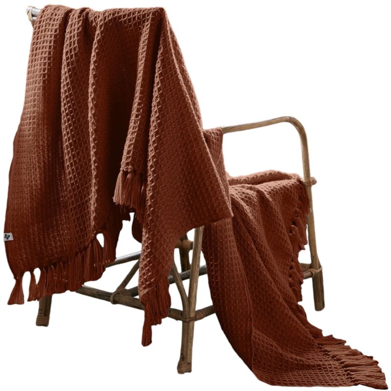 Plaid a franges 130 x 160 cm Gabin terracotta