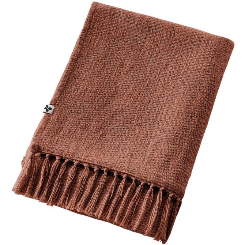 Plaid a franges en coton 130 x 160 cm Sixtine terracotta