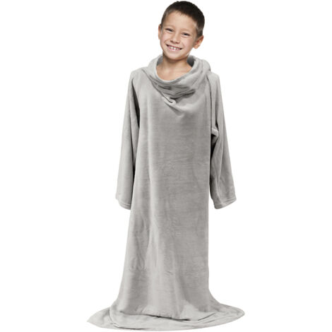 Plaid A Manches Enfant Gris 140x100cm
